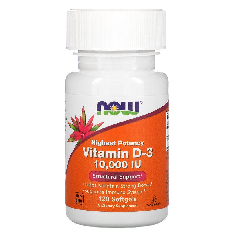 Витамин D3 / Vitamin D-3 от Now Foods 250мкг. 10 000 МЕ, 120 капсул