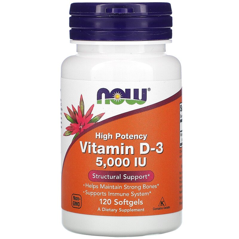 Витамин D3/ Vitamin D-3 от Now Foods,125 мкг (5000 МЕ), 120 капсул