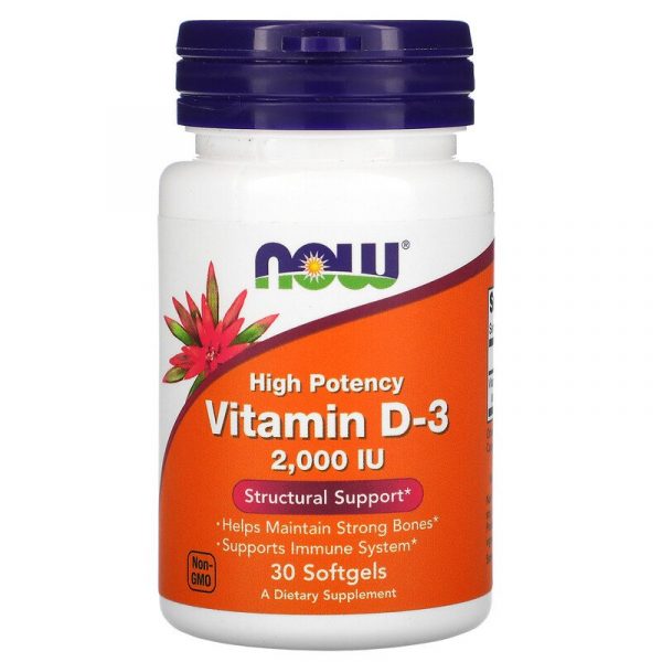 Витамин D3/ Vitamin D-3 от Now Foods, 50 мкг (2000 МЕ), 30 капсул