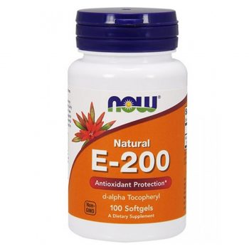 Витамин E-200 от Now Foods, 134 мг. 200 МЕ,100 гел. капсул