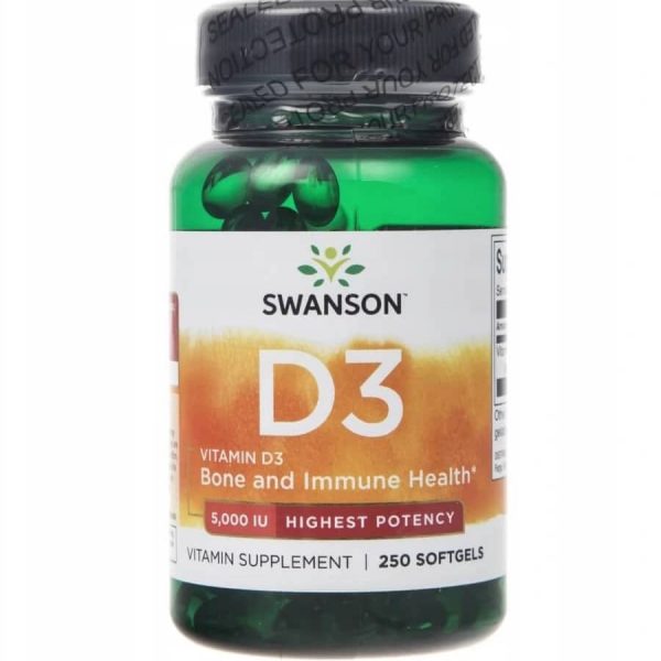 Витамин D3 от SWANSON 5000ME (125 мкг.) 250 мягких капсул