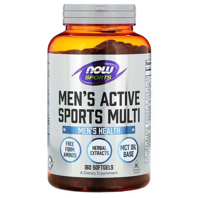Комплекс витаминов для мужчин (Men's Active Sports Multi) от Now Foods,180 капсул