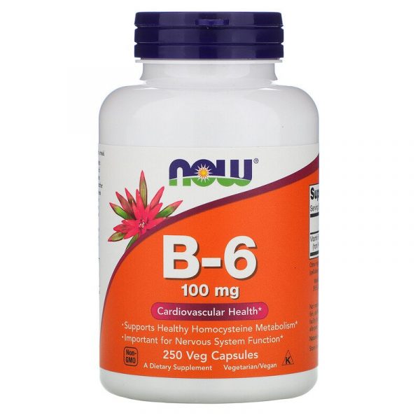 Витамин В6 / Vitamin B6 от Now Foods, 100 мг, 250 вег. капсул